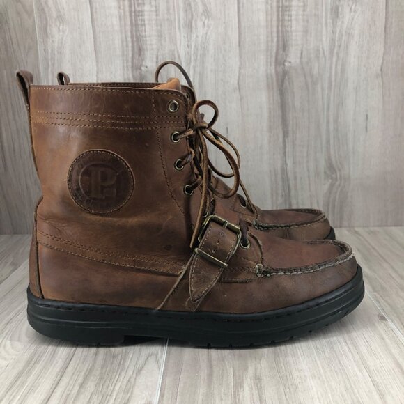 Polo Ralph Lauren Ankle Boots Mens Brown Leather Moc Toe